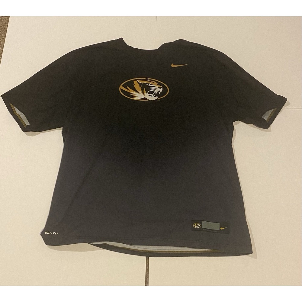 Nike Dri-FIT Missouri Tigers T Shirt Mens XL Black Gold NCAA Performance Tee